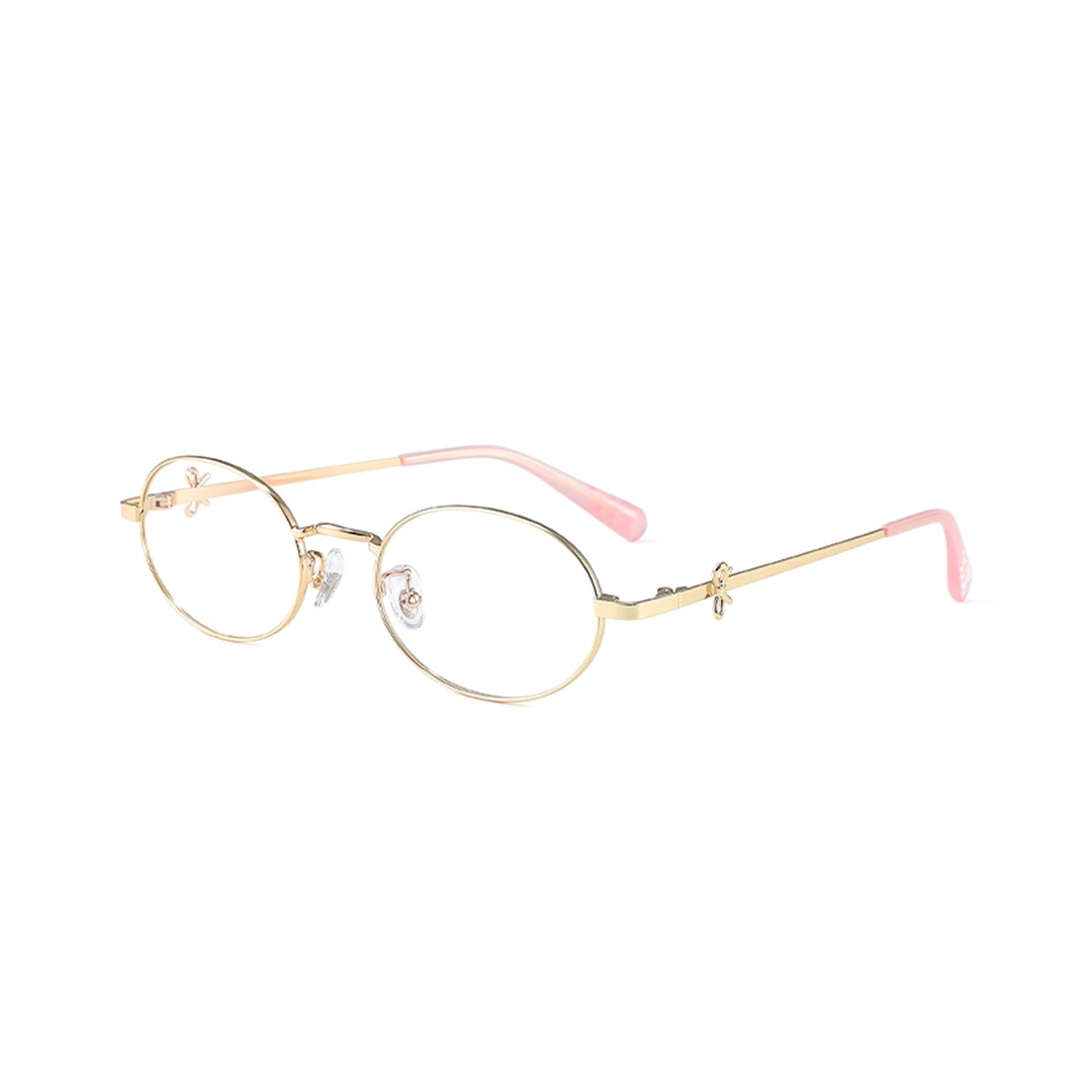 Angle view of Pipa oval metal eyeglasses OM0352512 in gold