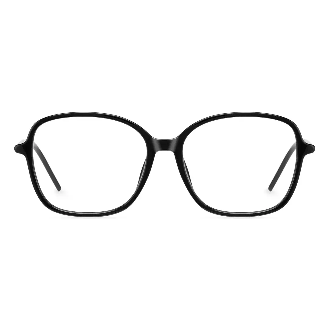 Front view of Pnelia square tr90 eyeglasses SR0022411 in black