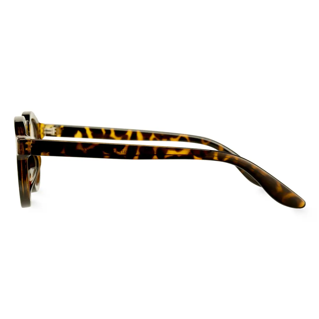 Side view of Pnova round tr90 eyeglasses RR0042411 in tortoise