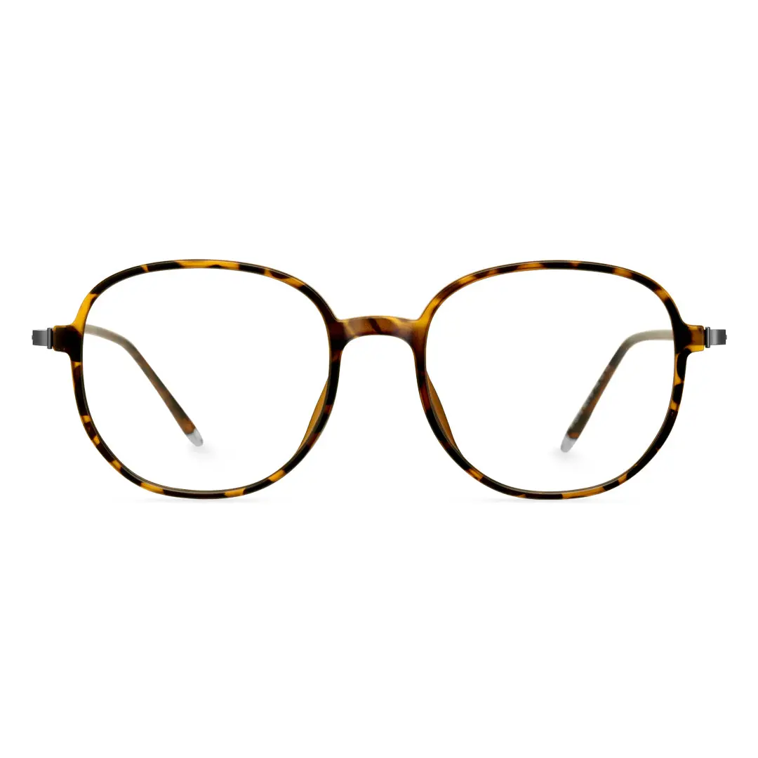 Front view of Pnylee square tr90 eyeglasses SR0012411 in tortoise