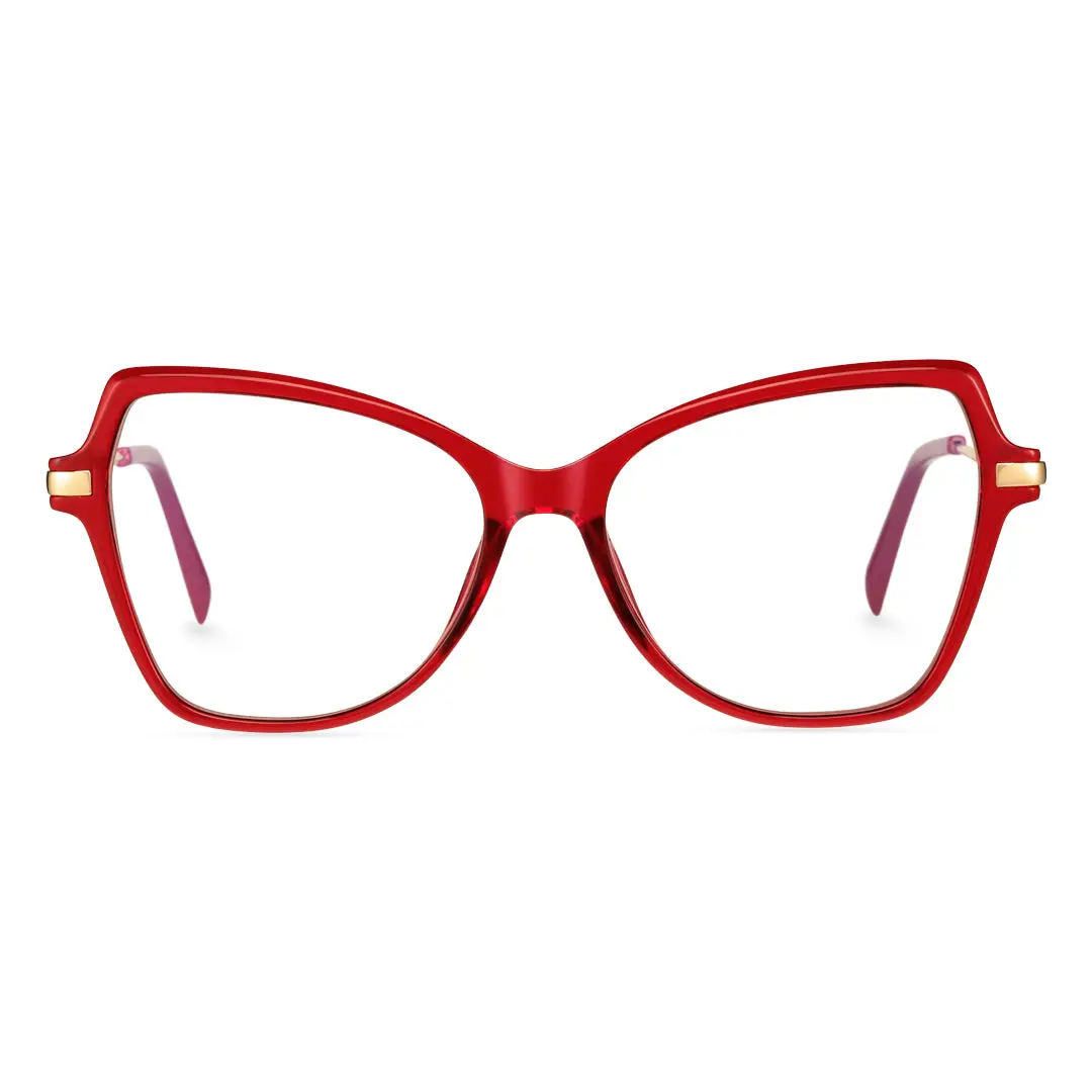 Front view of Qcody cat eye tr90 eyeglasses CR0052411 in red