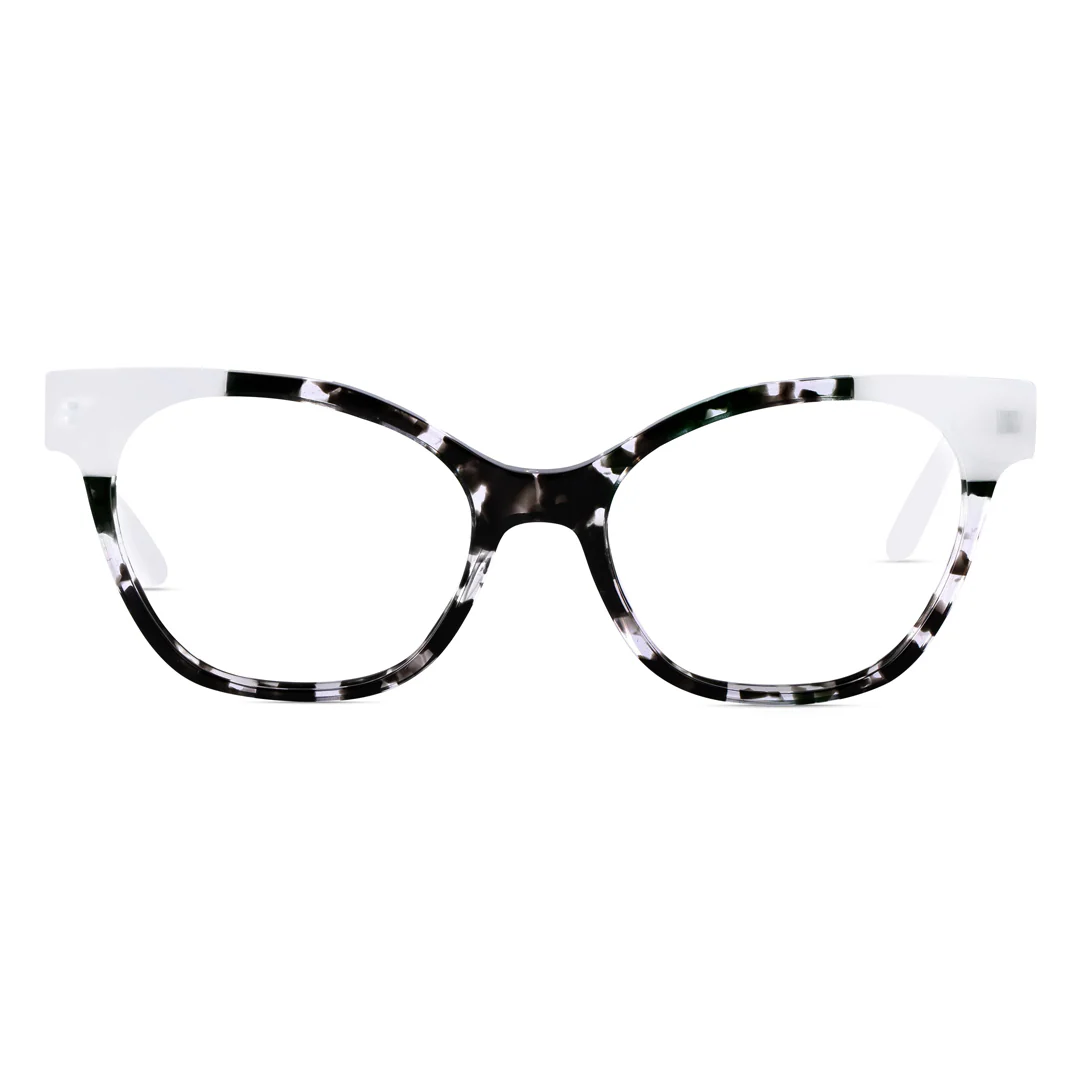 Front view of Qi cat eye acetate eyeglasses CA0232306 in two-tone