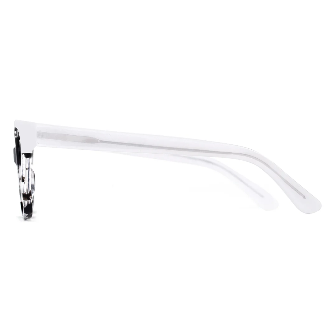 Side view of Qi cat eye acetate eyeglasses CA0232306 in two-tone