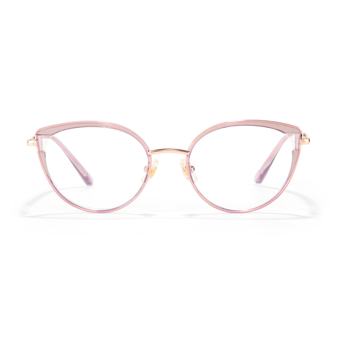 Front view of Quartz cat eye tr90 eyeglasses CR0182411 in pink