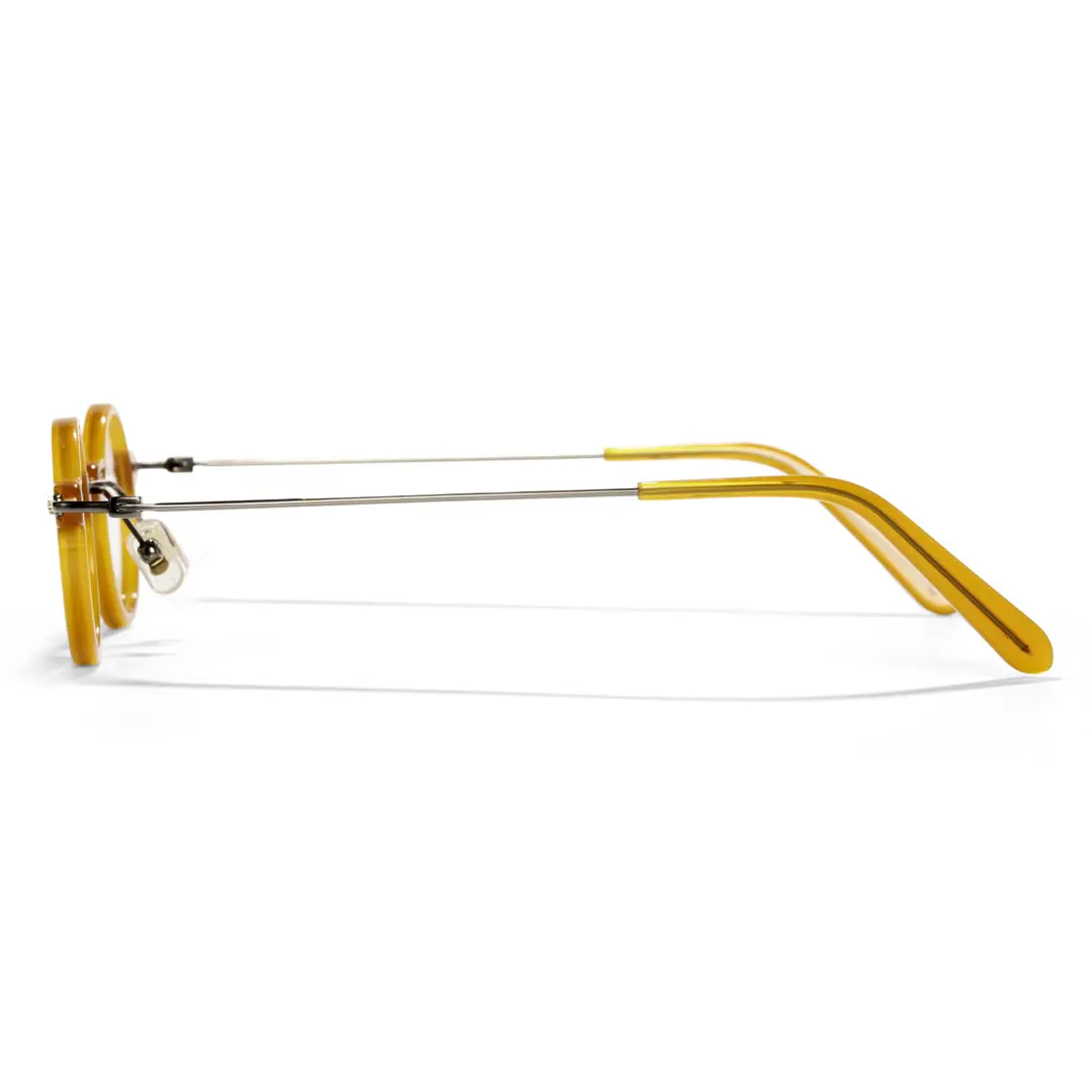 Side view of Reliable round acetate eyeglasses RA0282411 in yellow