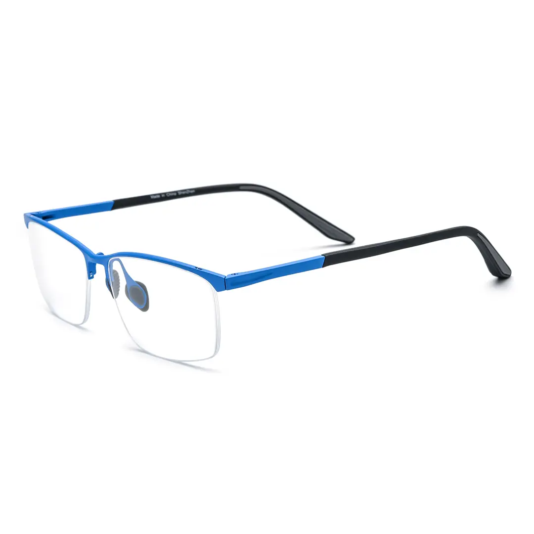 Angle view of Renee browline titanium  eyeglasses BT0052407 in blue