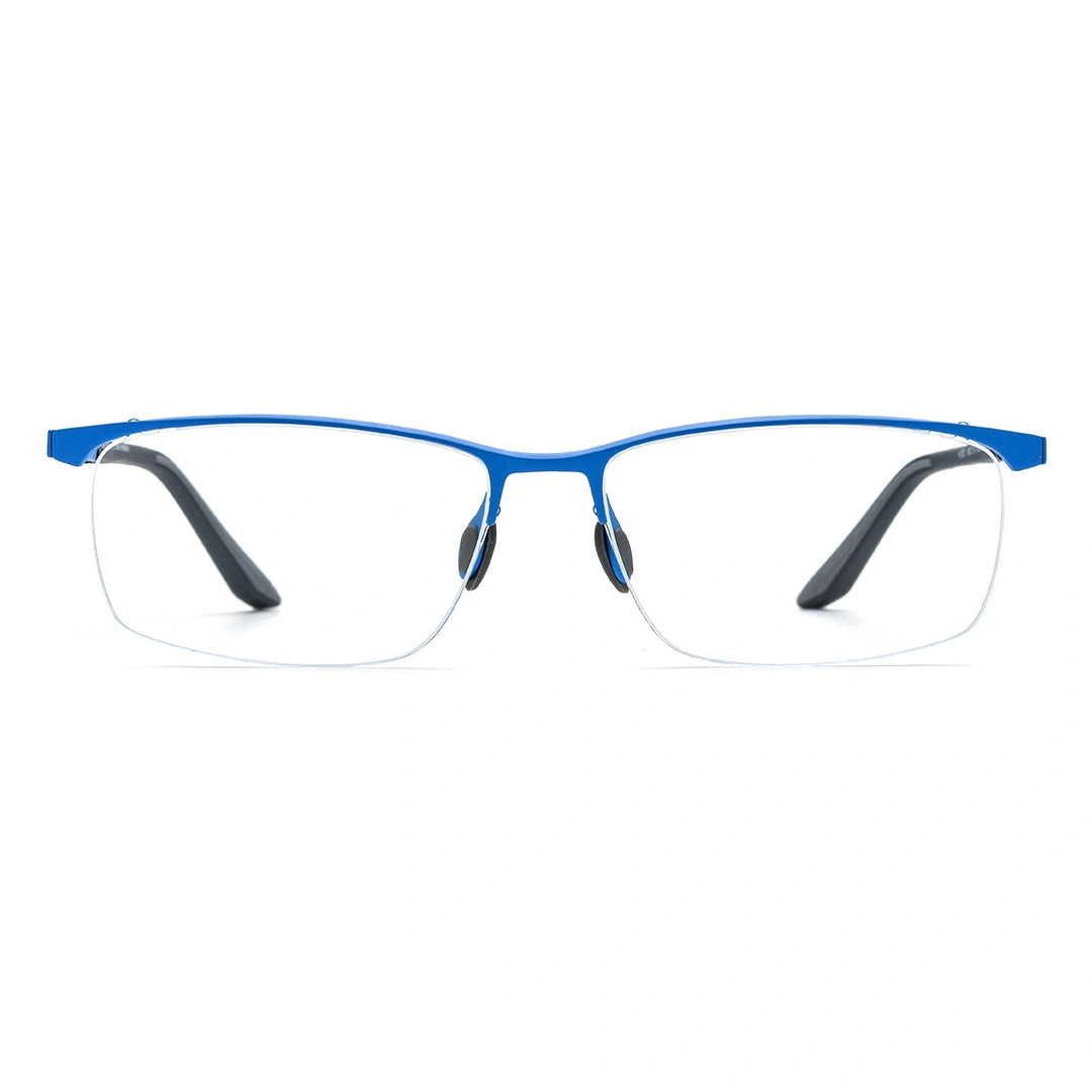 Front view of Renee browline titanium  eyeglasses BT0052407 in blue