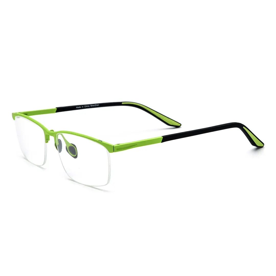 Angle view of Renee browline titanium  eyeglasses BT0052407 in green