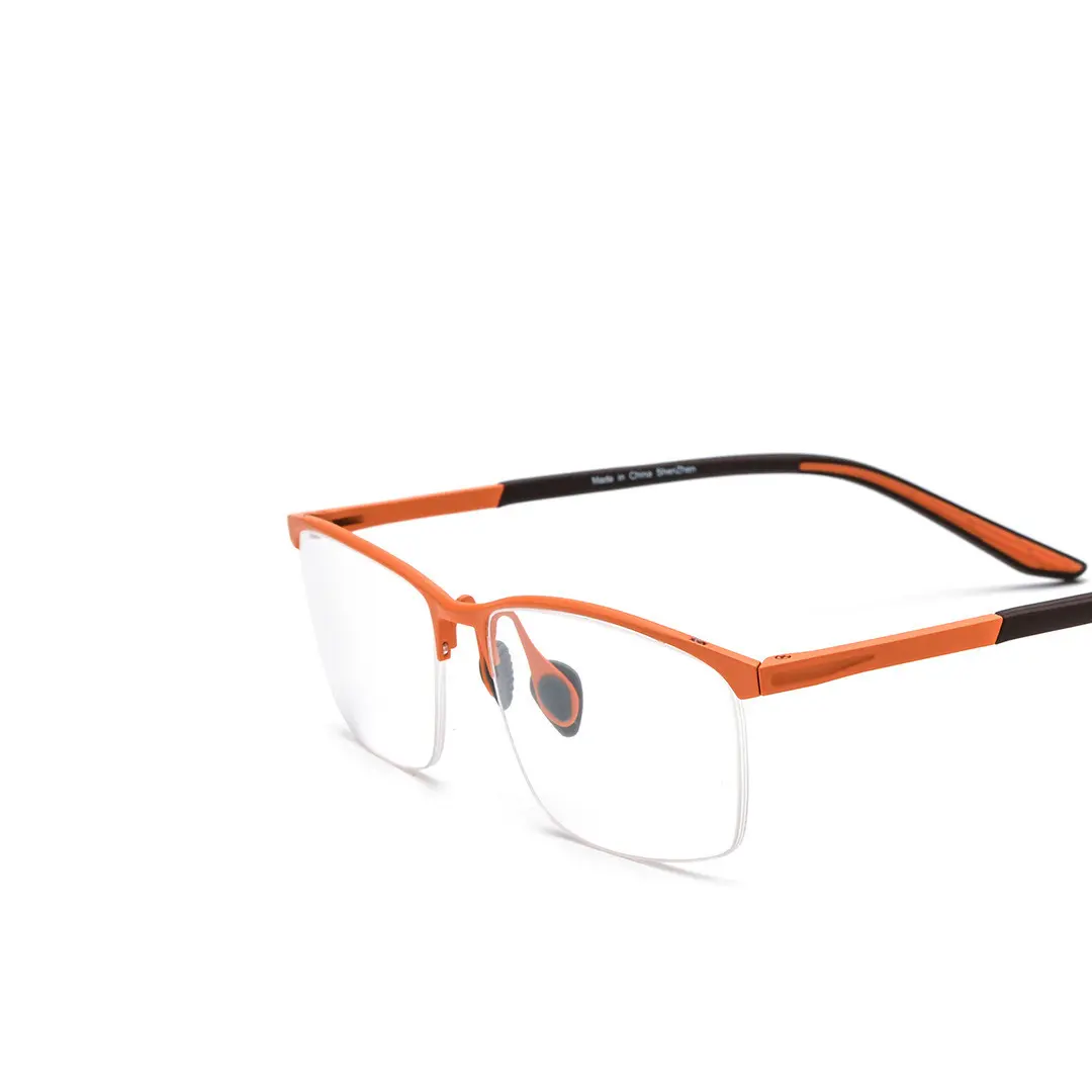 Angle view of Renee browline titanium  eyeglasses BT0052407 in orange