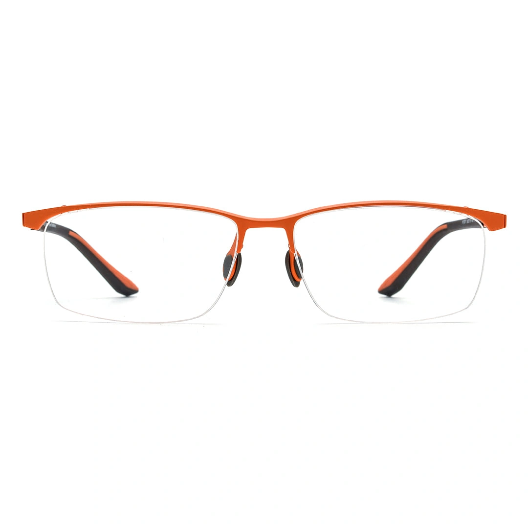 Front view of Renee browline titanium  eyeglasses BT0052407 in orange