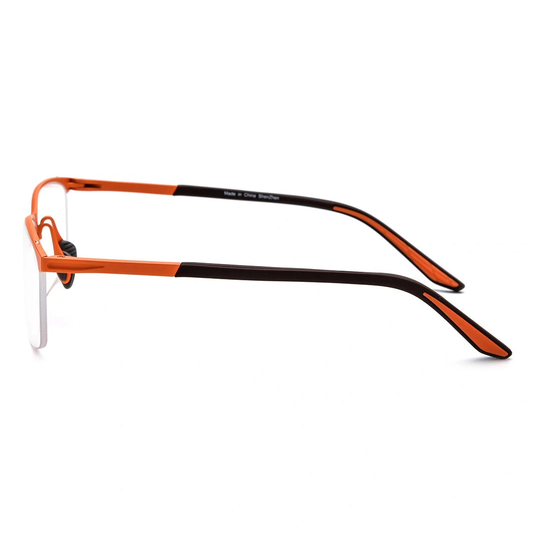 Side view of Renee browline titanium  eyeglasses BT0052407 in orange