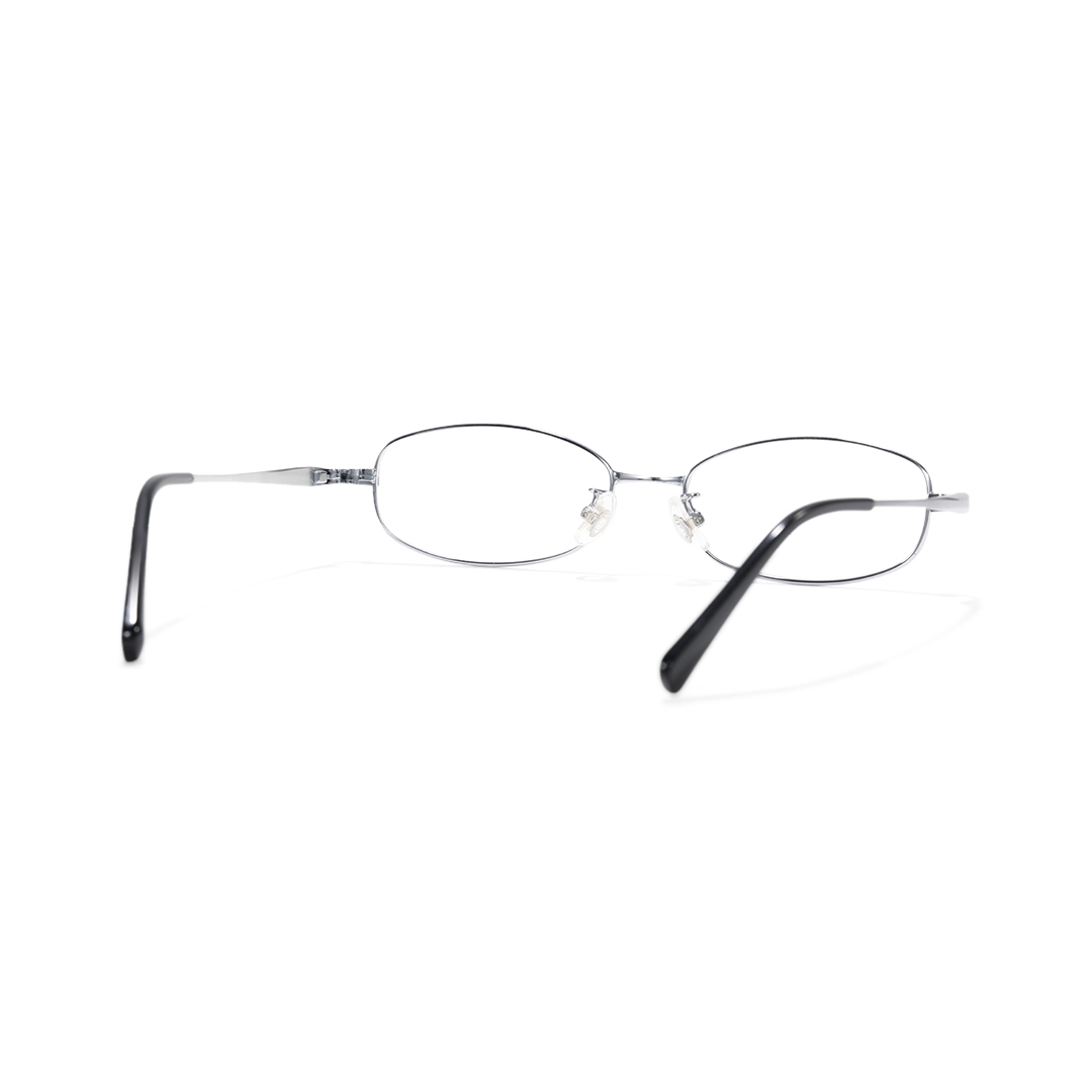Back view of Rhea rectangle titanium eyeglasses ET0302601 in silver