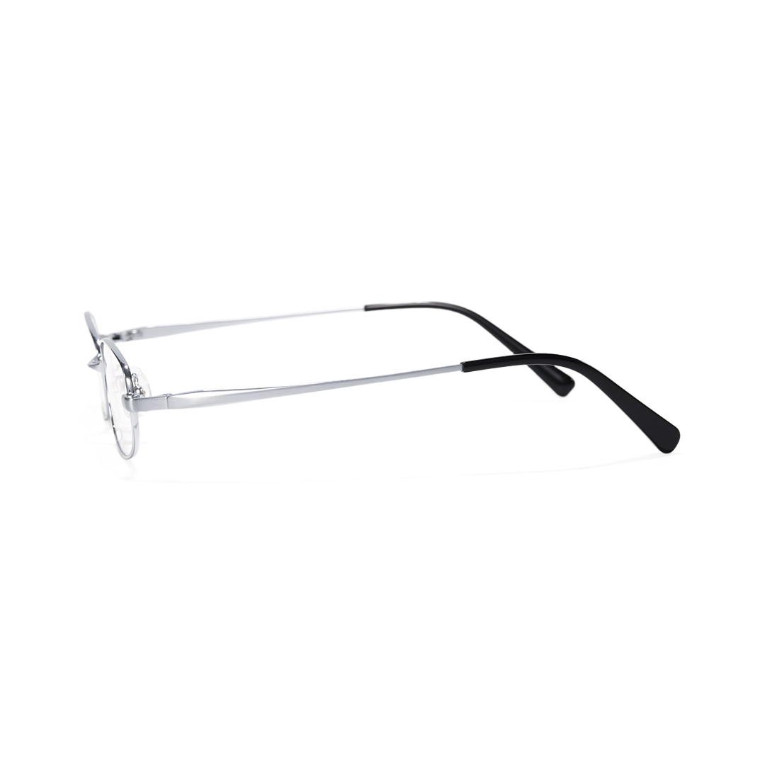 Side view of Rhea rectangle titanium eyeglasses ET0302601 in silver