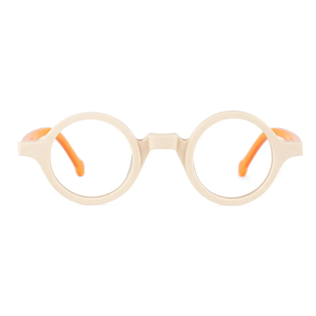 Front view of Rich round acetate eyeglasses RA0572302 in beige