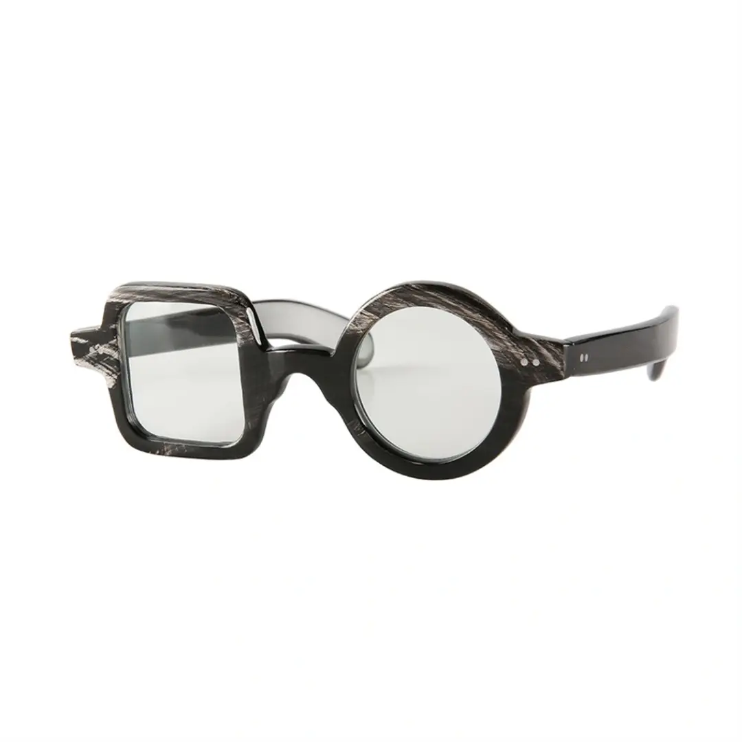 Angle view of Ridge unique natural ox horn handcrafted eyeglasses UO0282511 in black