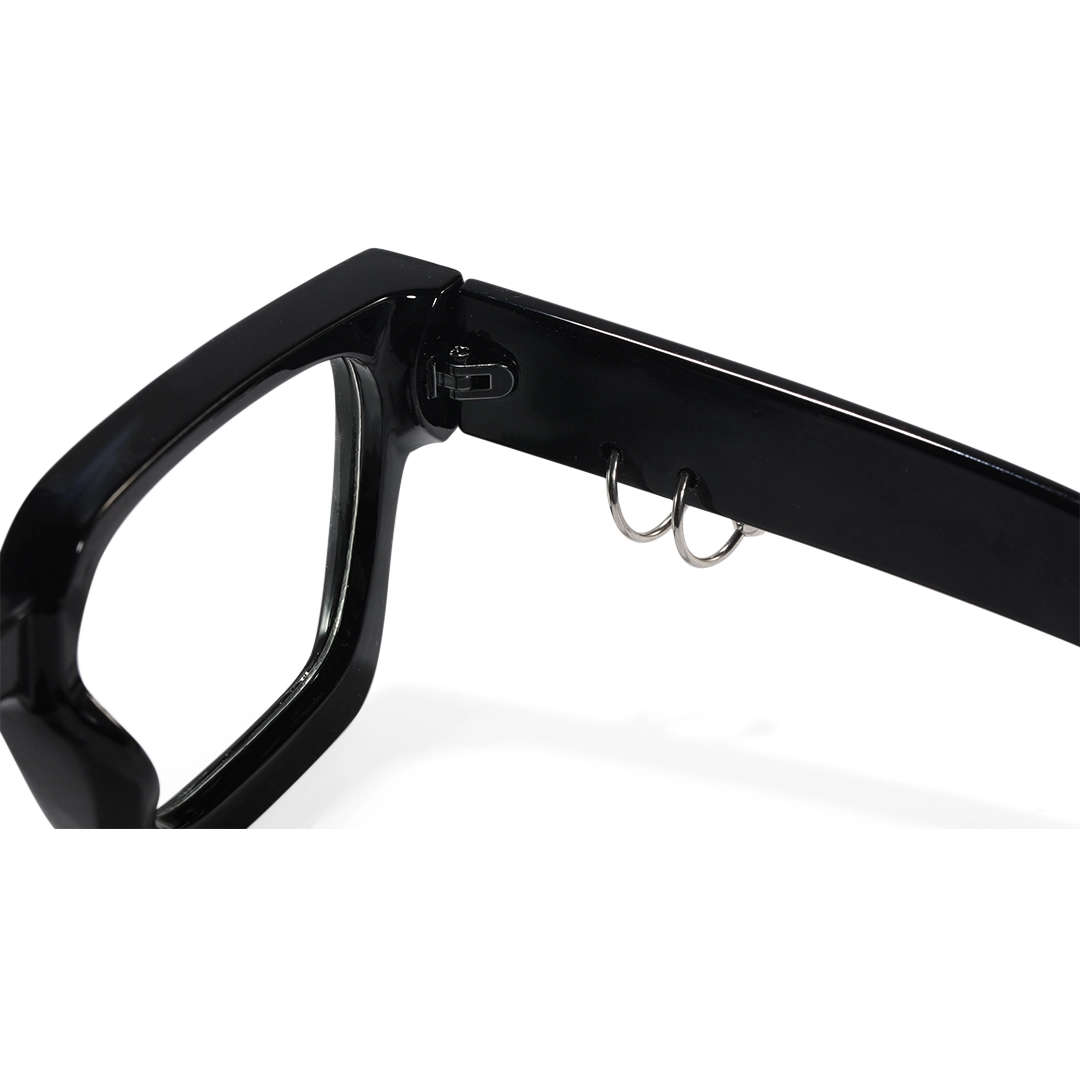 Hinge detail of Rivet square pc handcrafted eyeglasses SP0012511 in black