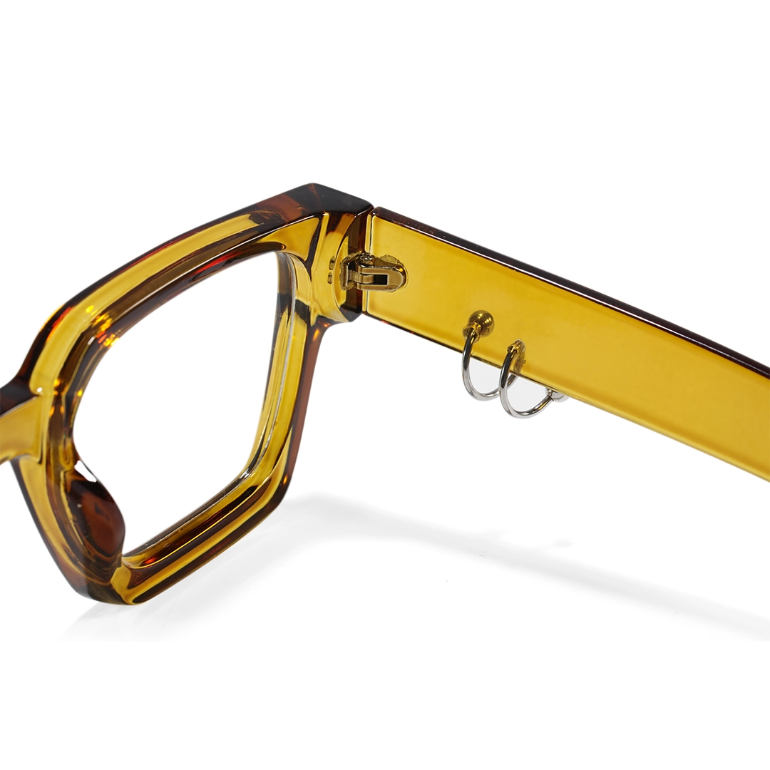 Hinge detail of Rivet square pc handcrafted polarized eyeglasses SP0012511 in yellow