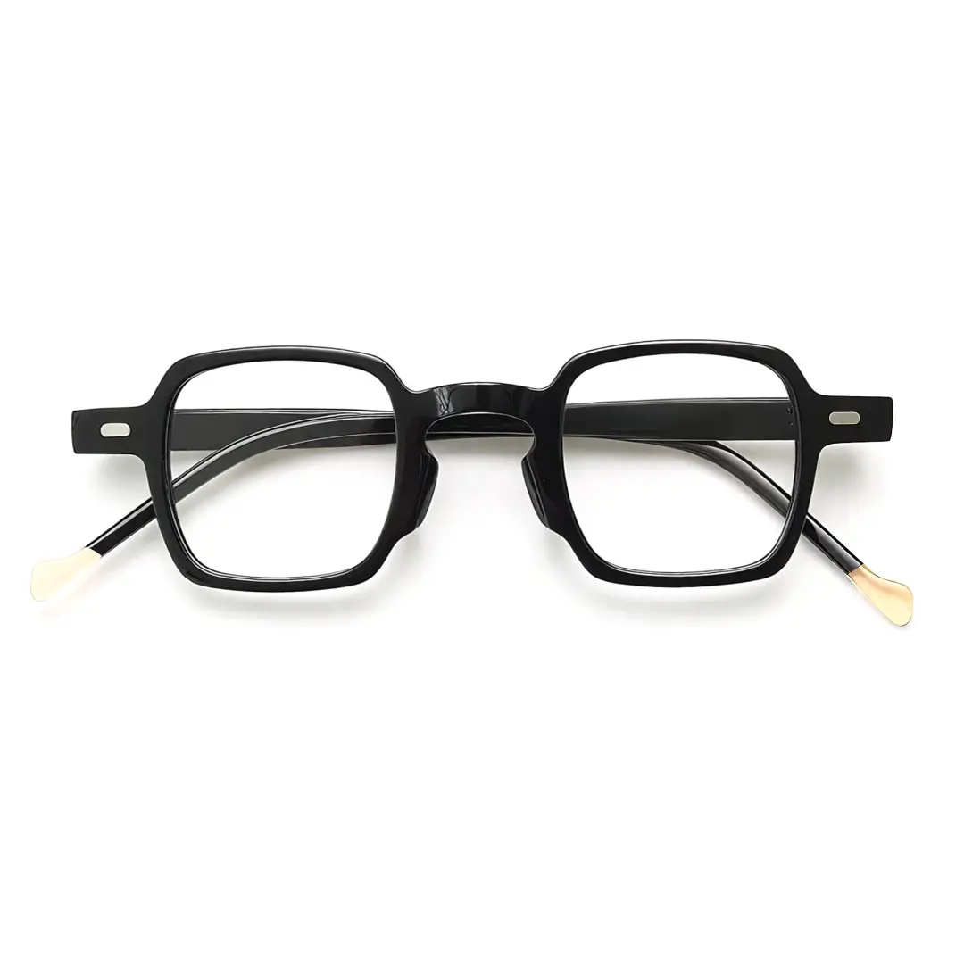 Front folded view of Robert square acetate eyeglasses SA0582302 in black