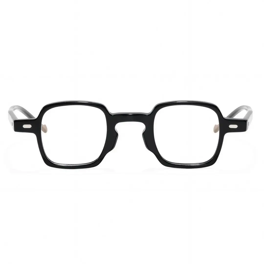 Front view of Robert square acetate eyeglasses SA0582302 in black
