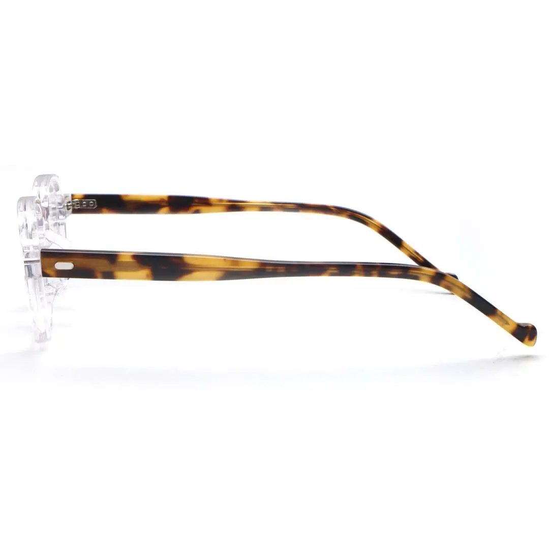 Side view of Robert square acetate eyeglasses SA0582302 in clear