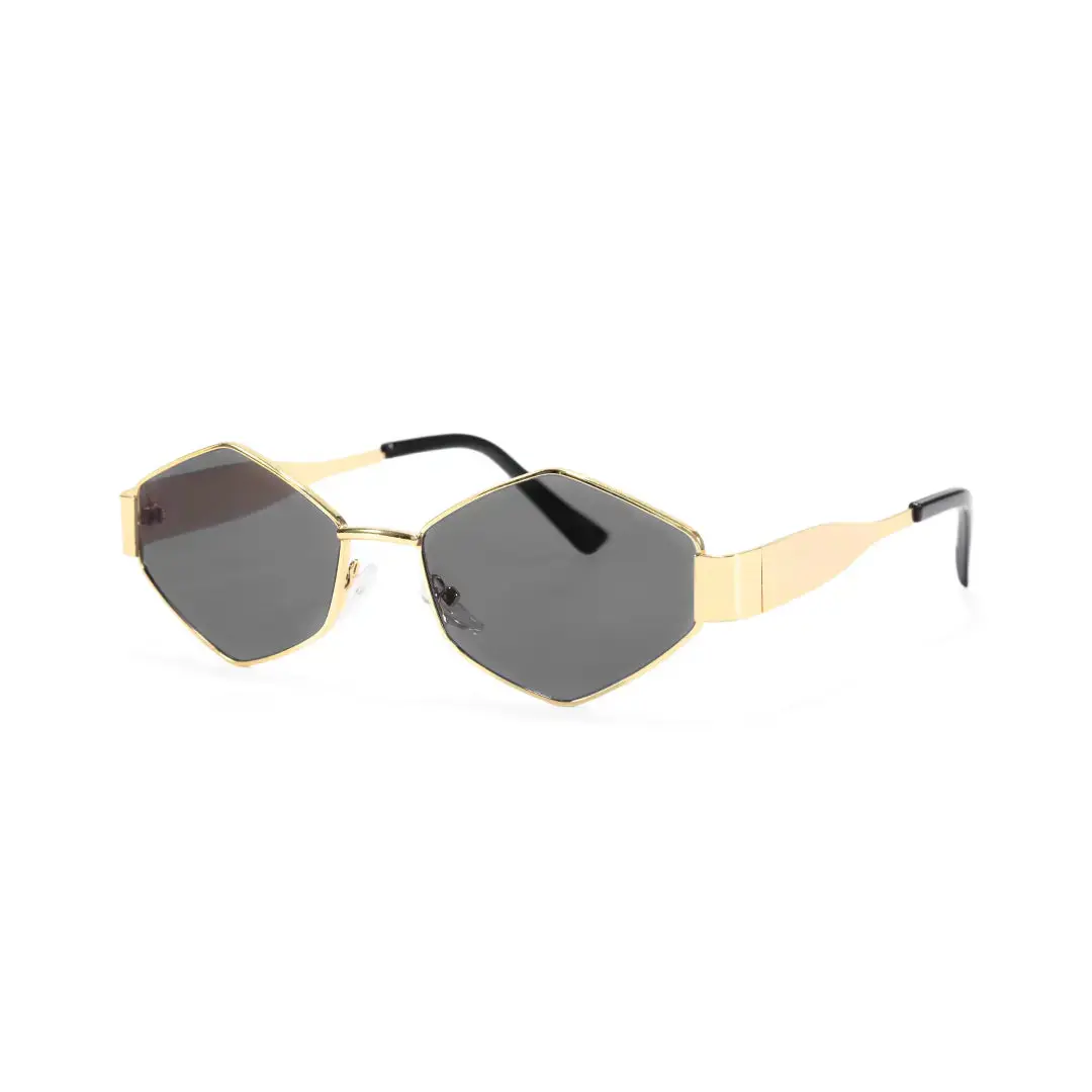 Angle view of Romy geometric metal sunglasses GM0132506 in gold