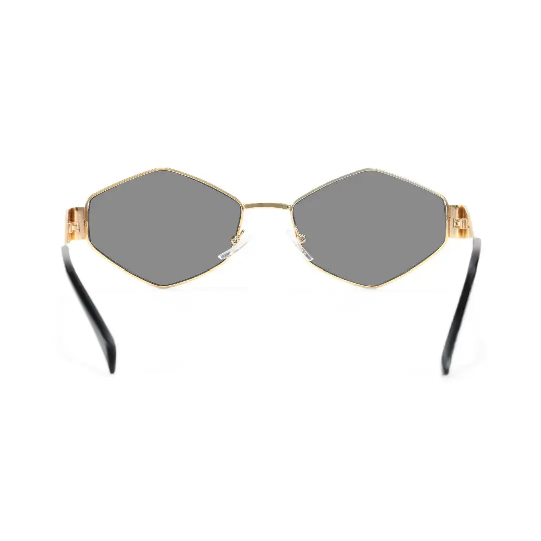 Back view of Romy geometric metal sunglasses GM0132506 in gold