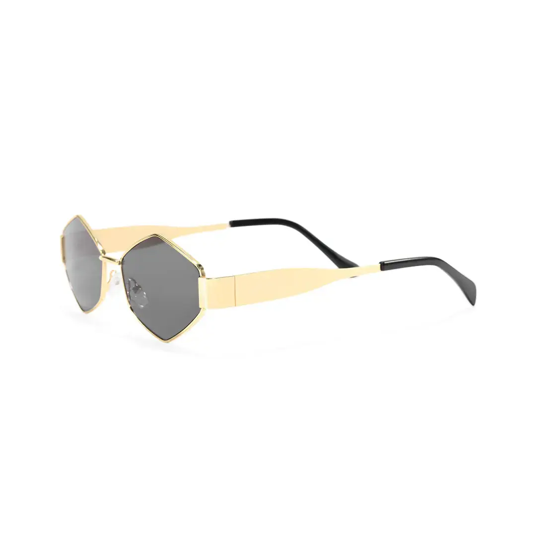 Side view of Romy geometric metal sunglasses GM0132506 in gold