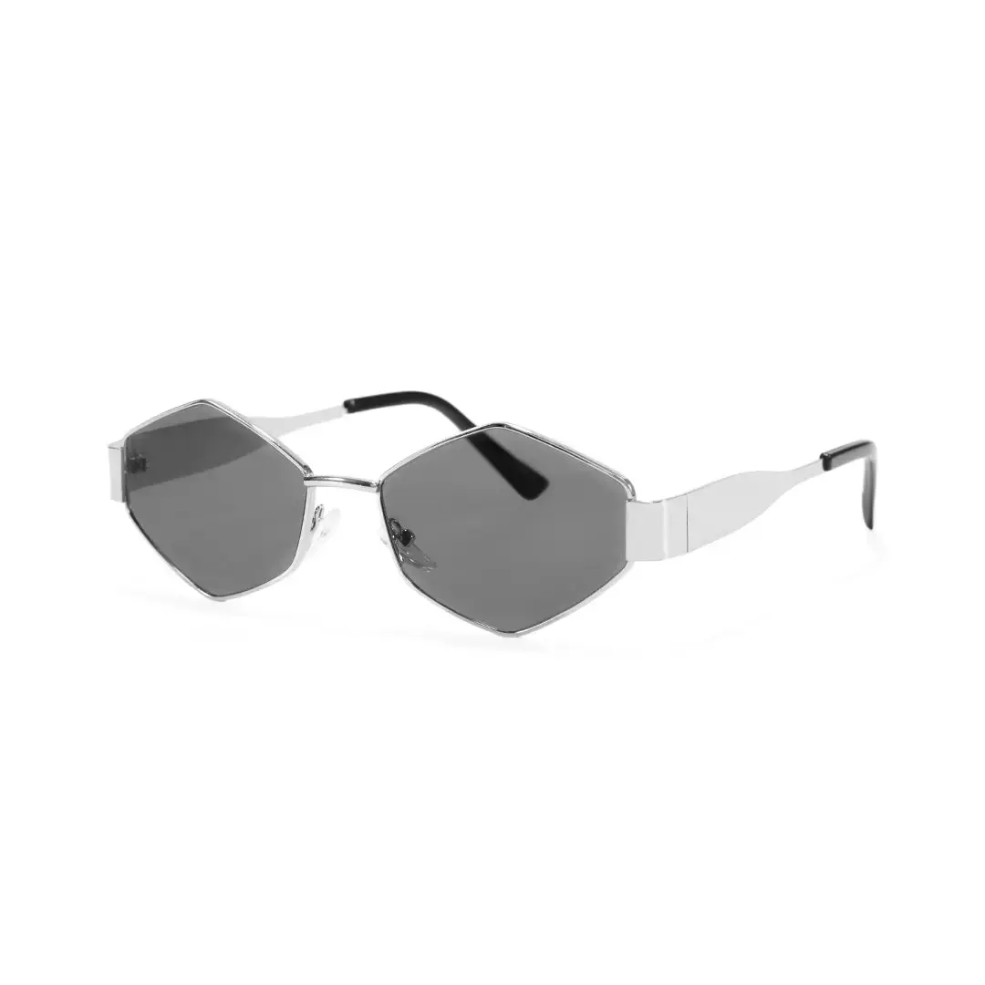 Angle view of Romy geometric metal sunglasses GM0132506 in silver