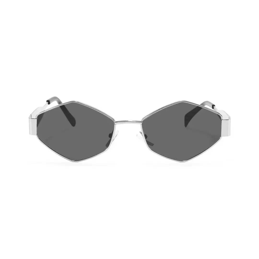 Front view of Romy geometric metal sunglasses GM0132506 in silver