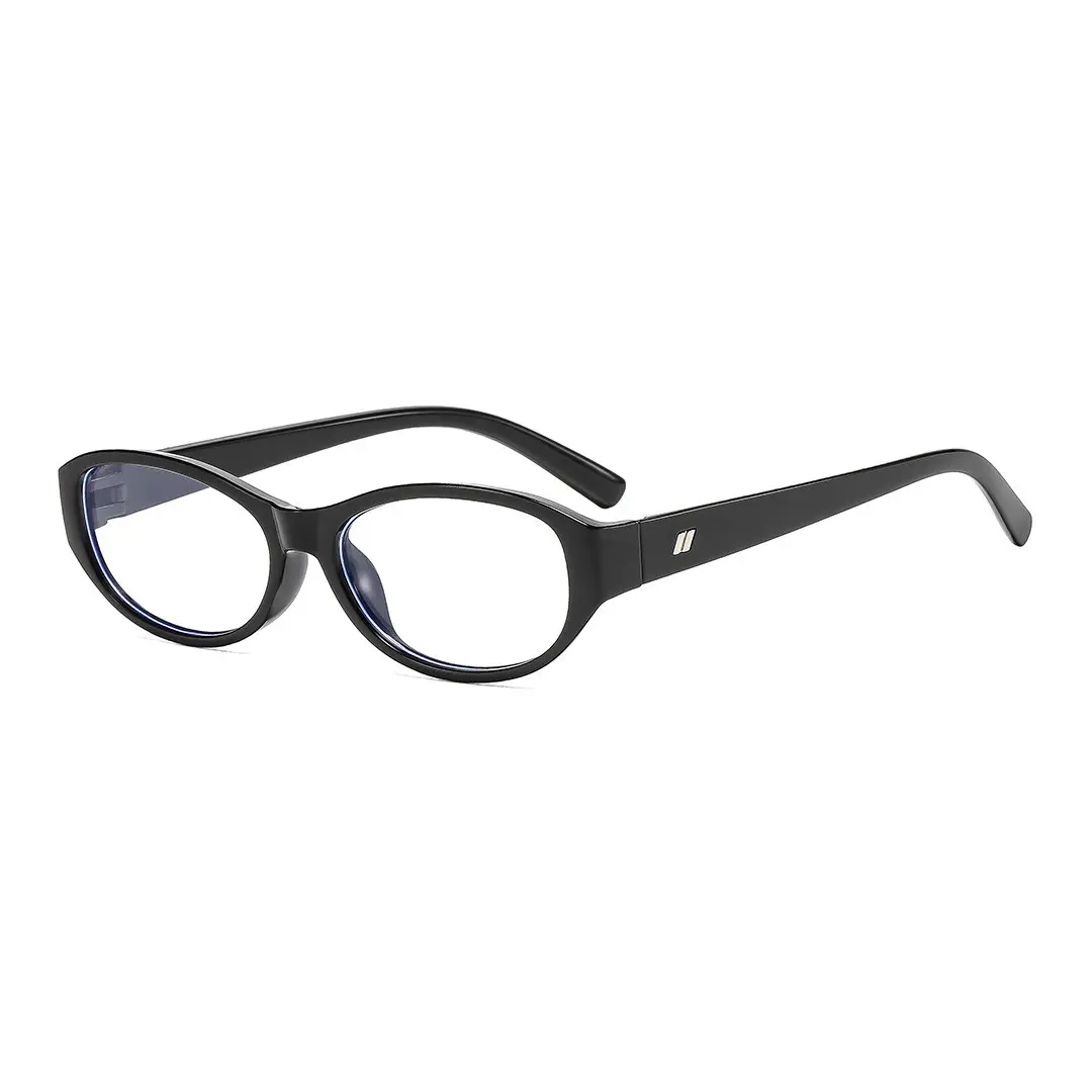 Angle view of Roux rectangle pc eyeglasses EP0382512 in black