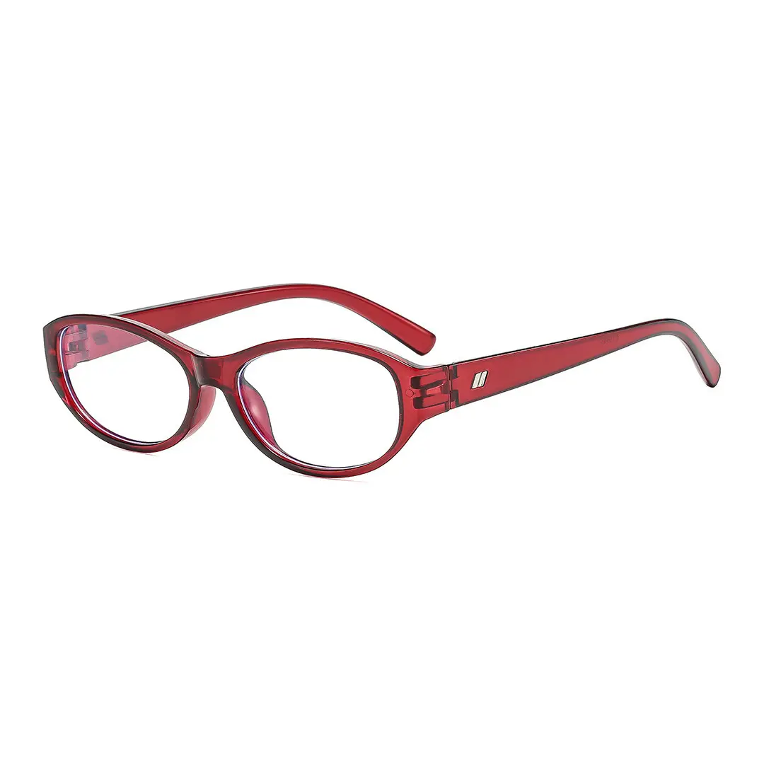 Angle view of Roux rectangle pc eyeglasses EP0382512 in red