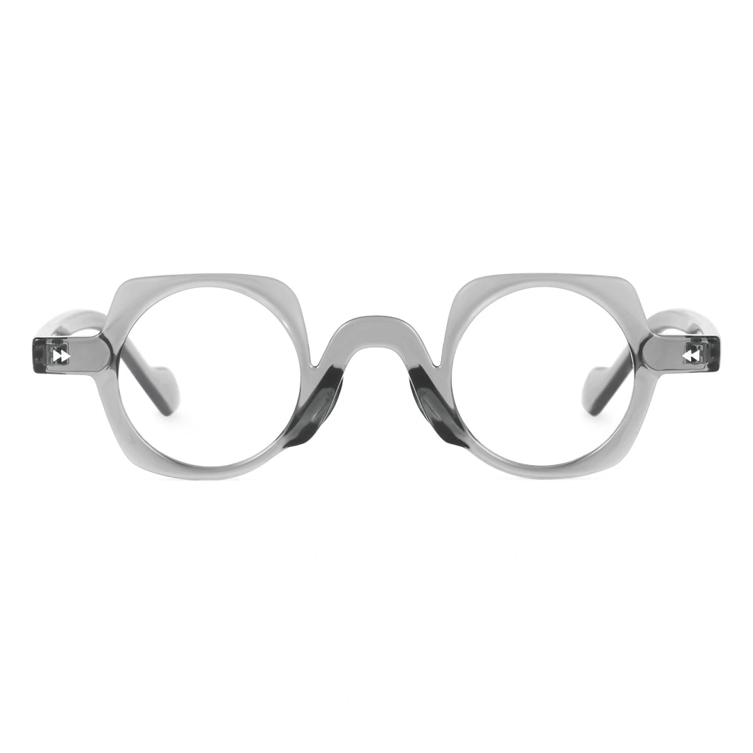Front view of Rust geometric pc eyeglasses GP0342411 in grey