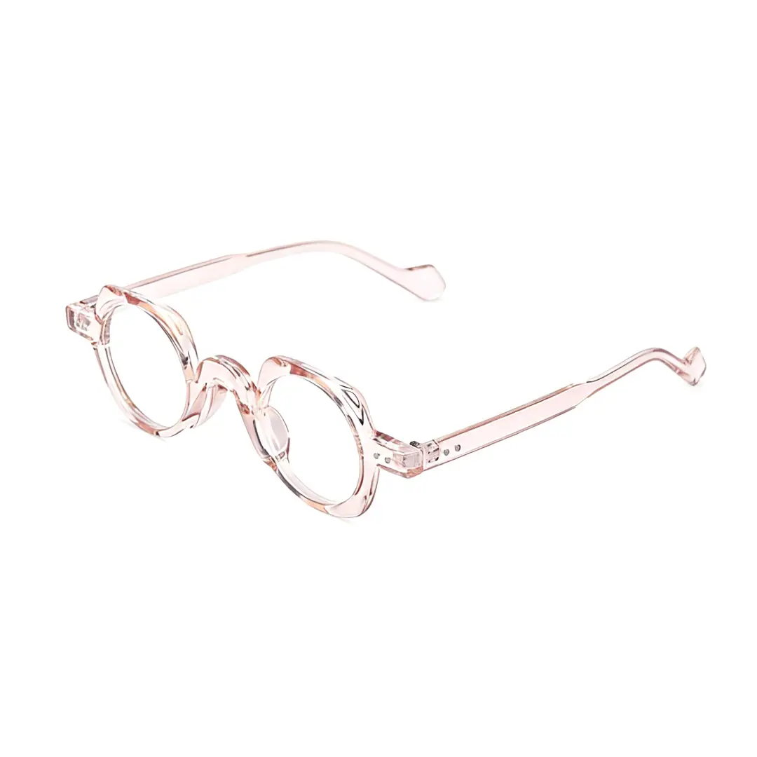 Angle view of Rust geometric pc eyeglasses GP0342411 in light pink
