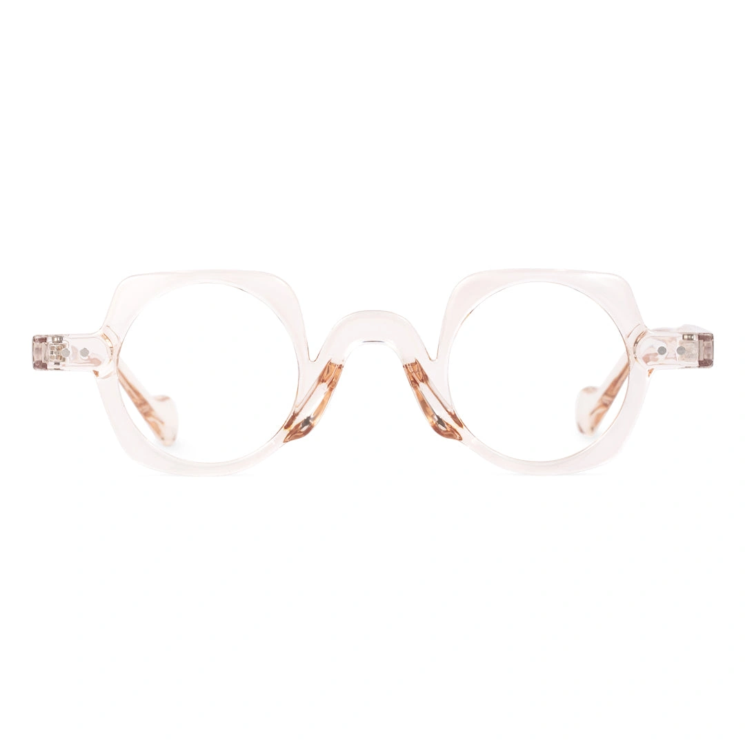 Front view of Rust geometric pc eyeglasses GP0342411 in light pink