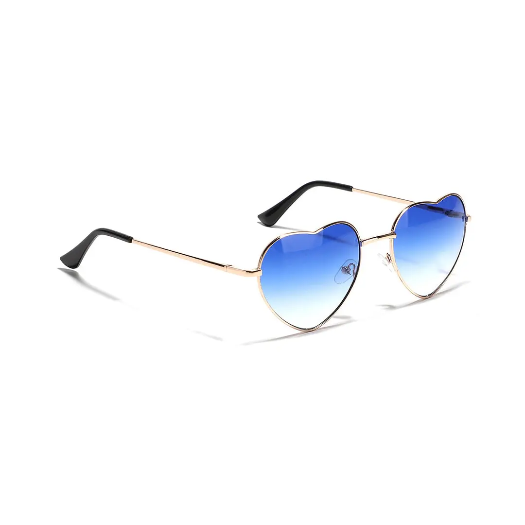 Angle view of Ruth heart metal sunglasses UC0092505 in blue
