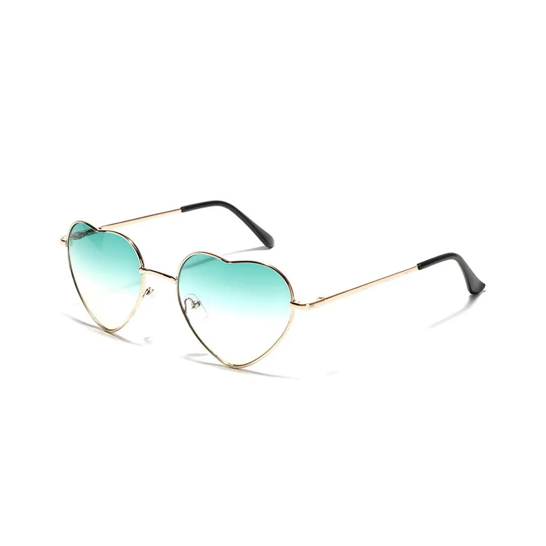 Angle view of Ruth heart metal sunglasses UC0092505 in green