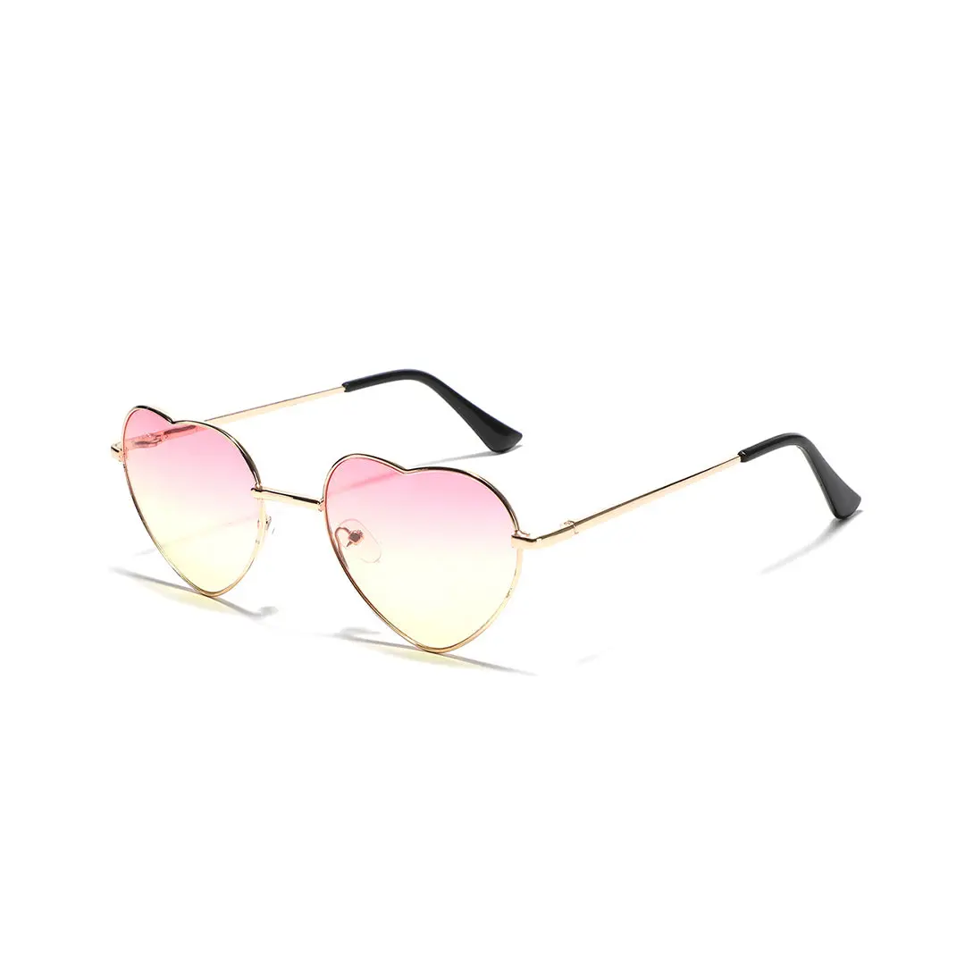 Angle view of Ruth heart metal sunglasses UC0092505 in pink