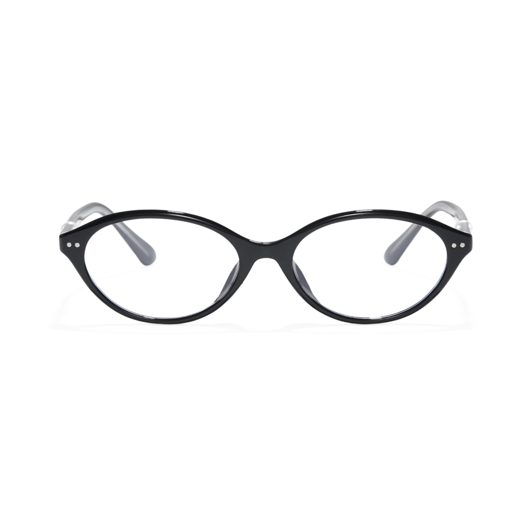Front view of Marlow oval metal eyeglasses OM0272508 in brown