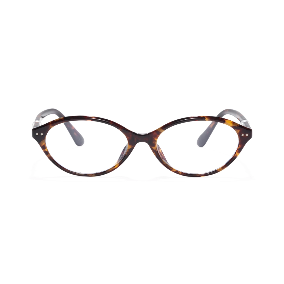 Front view of Marlow oval metal eyeglasses OM0272508 in brown