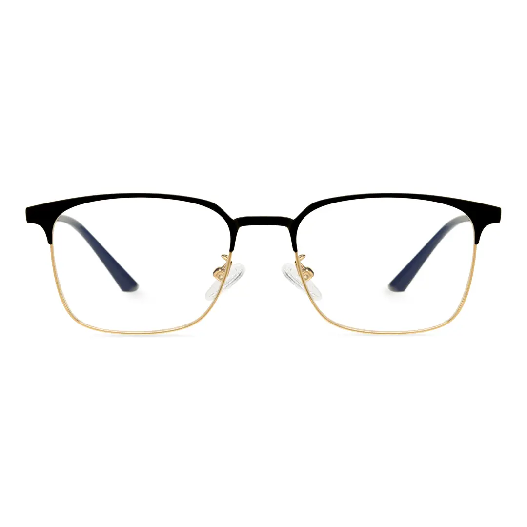 Front view of Sadie square metal eyeglasses SM0232409 in black & gold