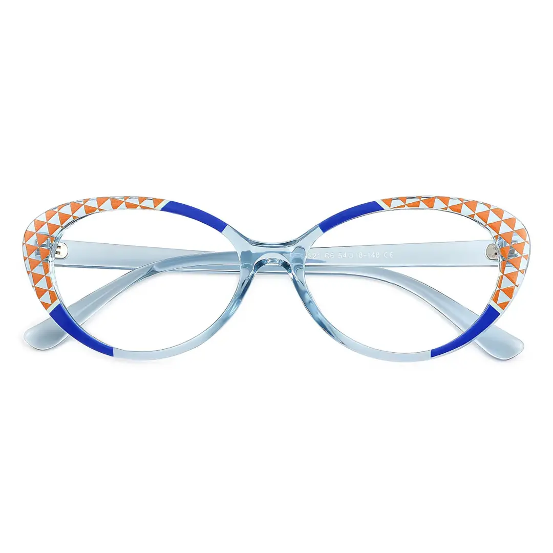 Front folded view of Seren cat eye tr90 eyeglasses CR0042405 in blue