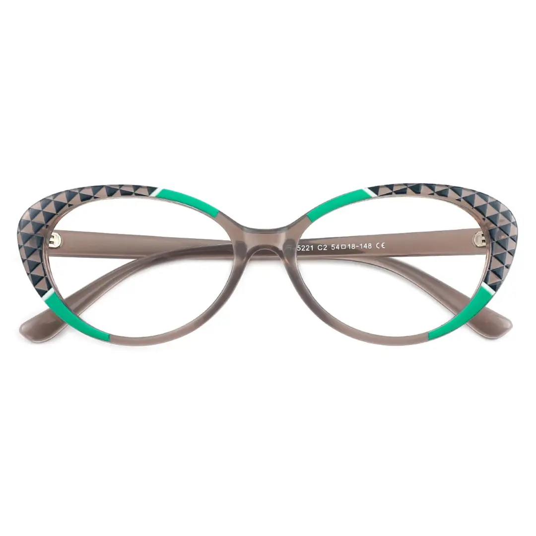 Front folded view of Seren cat eye tr90 eyeglasses CR0042405 in green