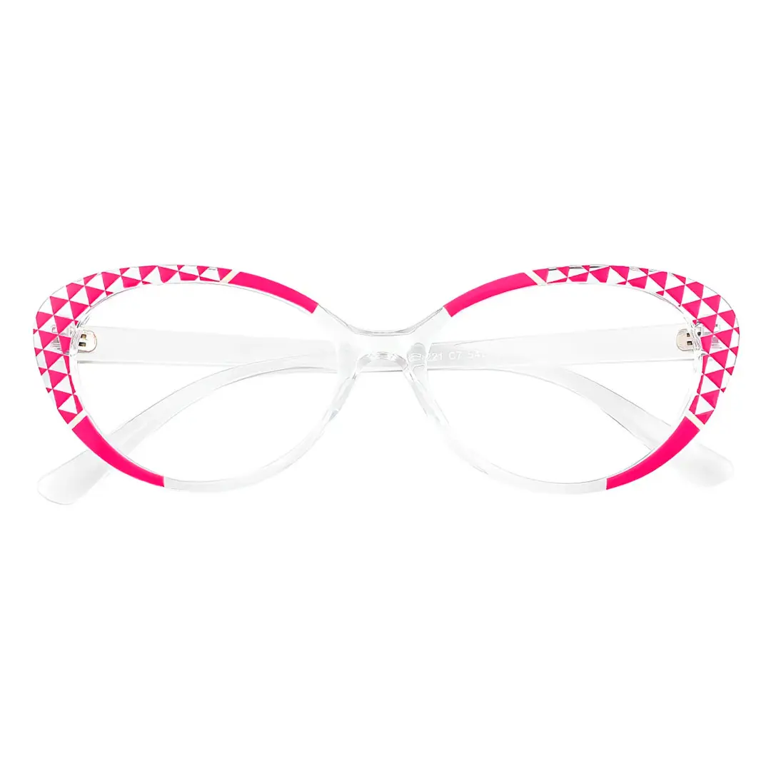 Front folded view of Seren cat eye tr90 eyeglasses CR0042405 in pink