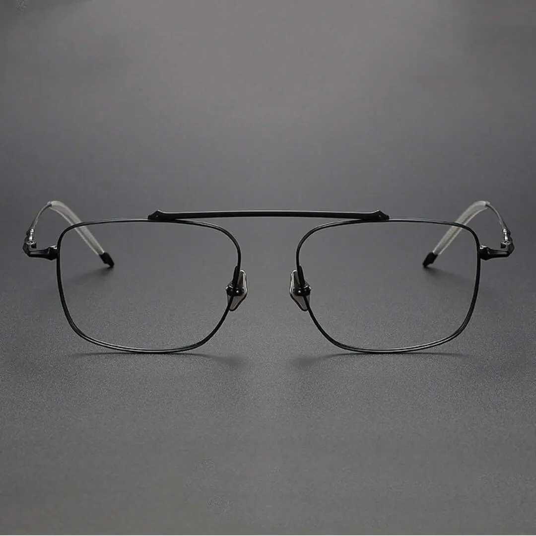 Front view of Shawn aviator titanium eyeglasses AT0122412 in black