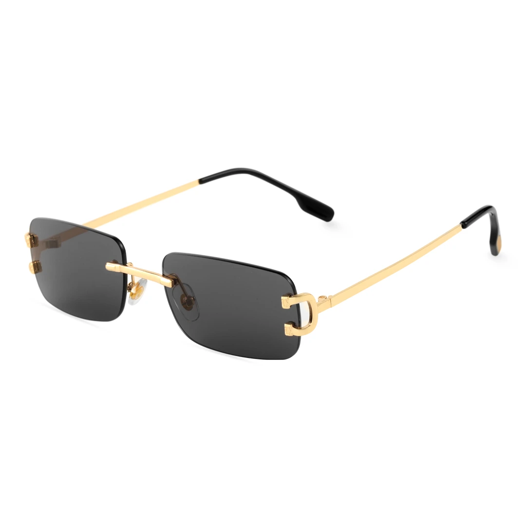 Angle view of Shelby rectangle metal sunglasses EM0122410 in black