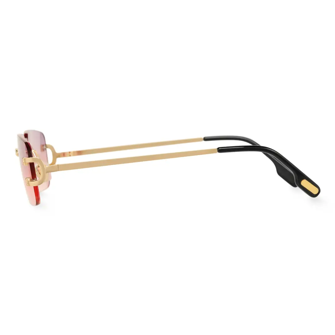 Side view of Shelby rectangle metal sunglasses EM0122410 in pink