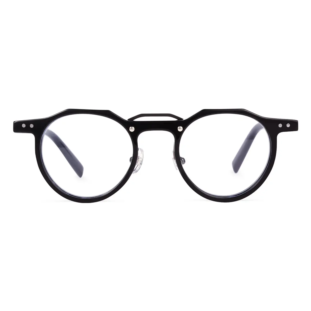 Front view of Shirley geometric acetate eyeglasses GA0022408 in black