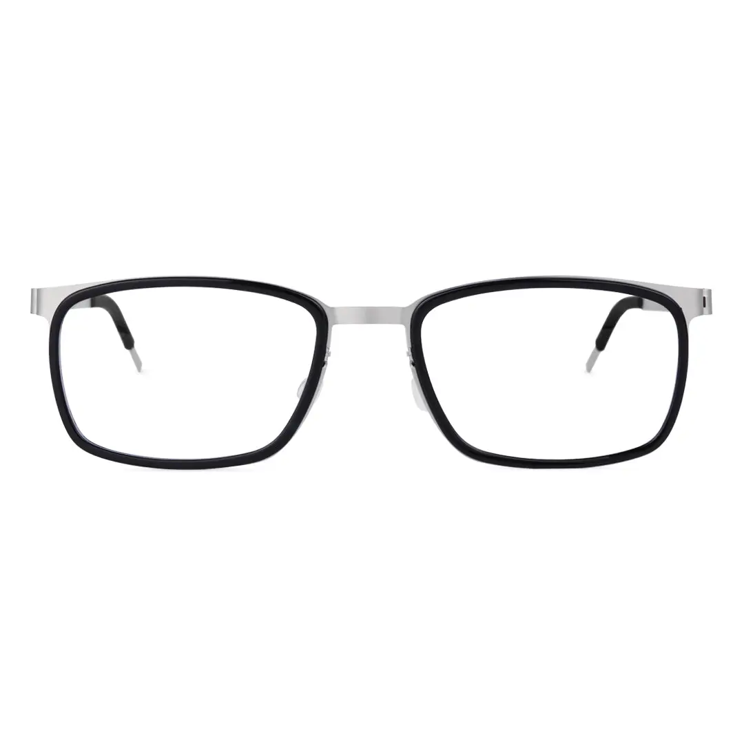 Front view of Simon rectangle titanium eyeglasses ET0212404 in black