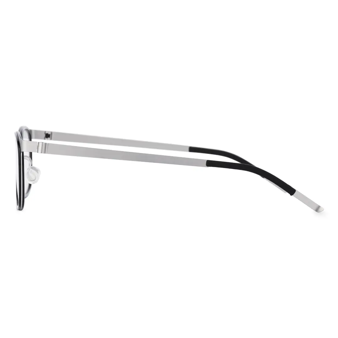 Side view of Simon rectangle titanium eyeglasses ET0212404 in black