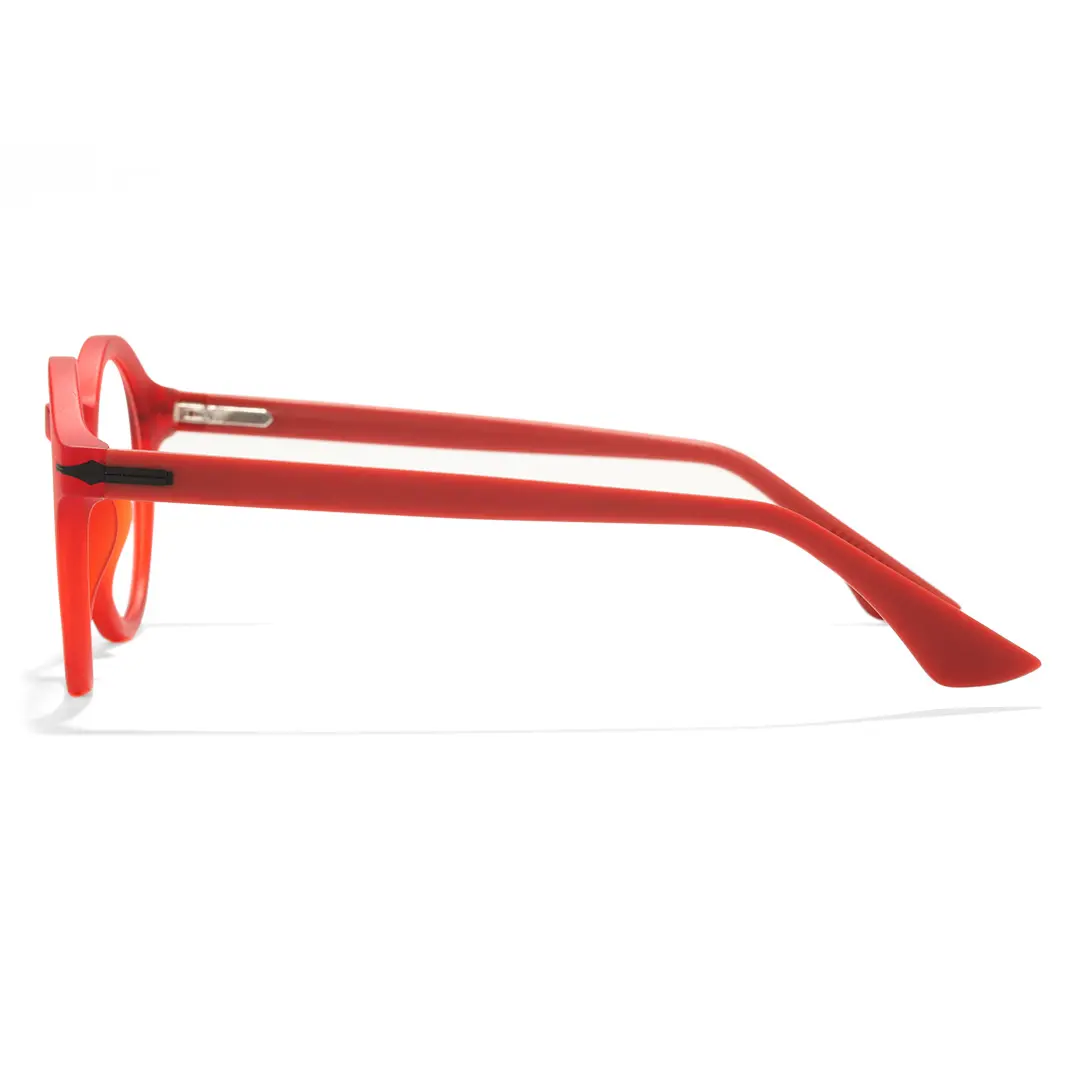 Side view of Simple round tr90 eyeglasses RR0052412 in red